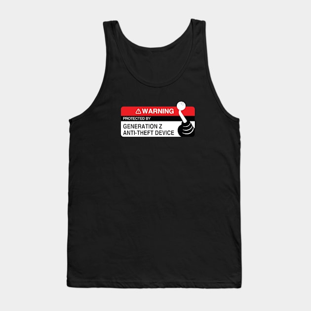 Protected By Generation Z Anti-Theft Device Sticker Tank Top by RoadAndTrash